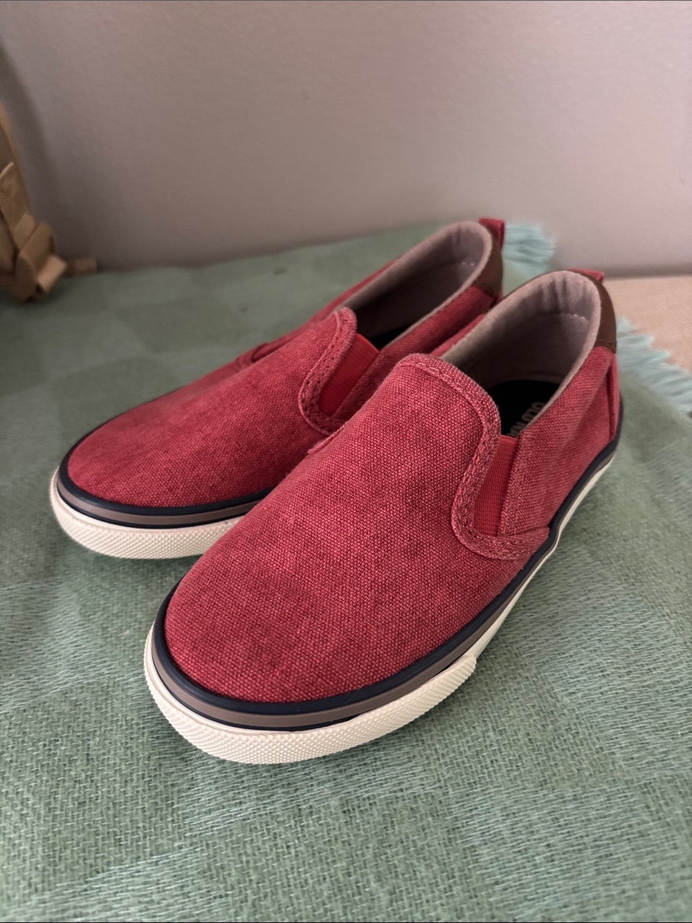 Old Navy Kids Slip-On Canvas Shoes in Red with Brown Heel Tab